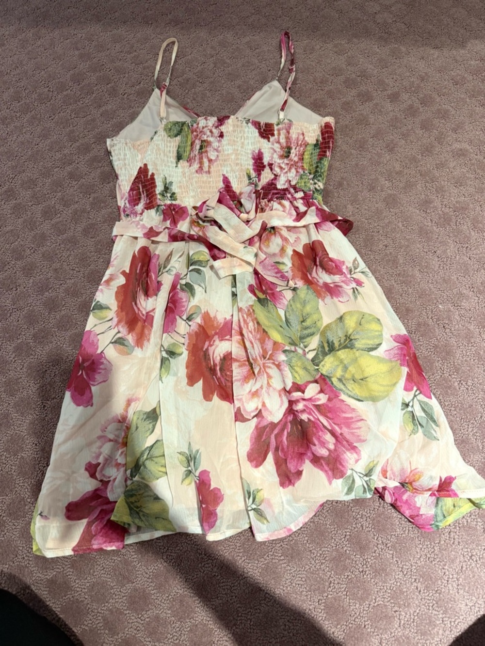 Lulu's Pink Floral Wrap Mini Dress - Picture 3 of 4
